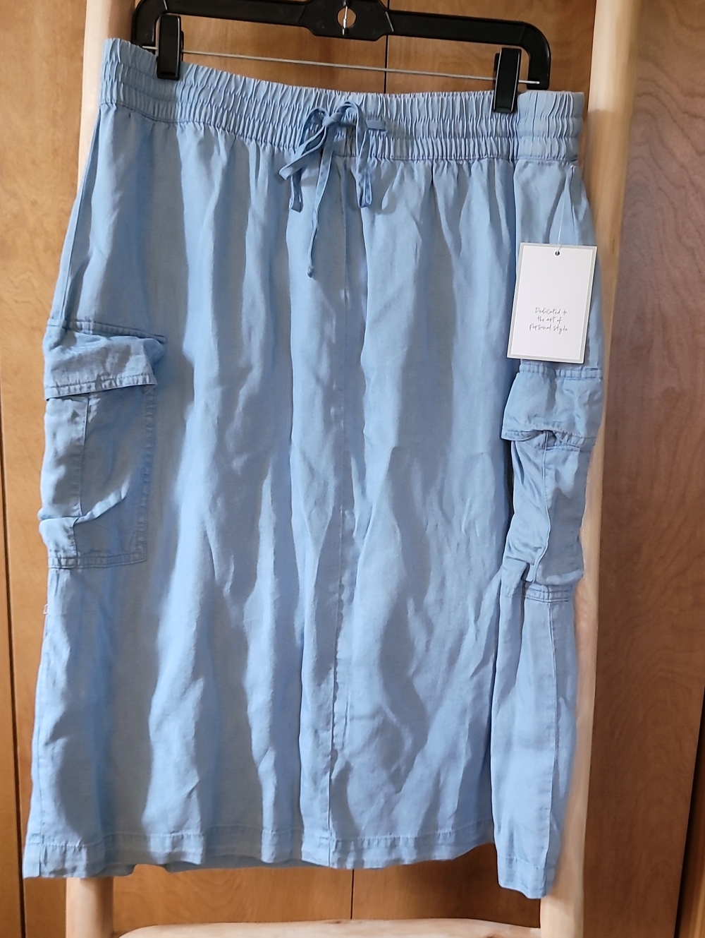 Womens Light Blue Cargo Skirt